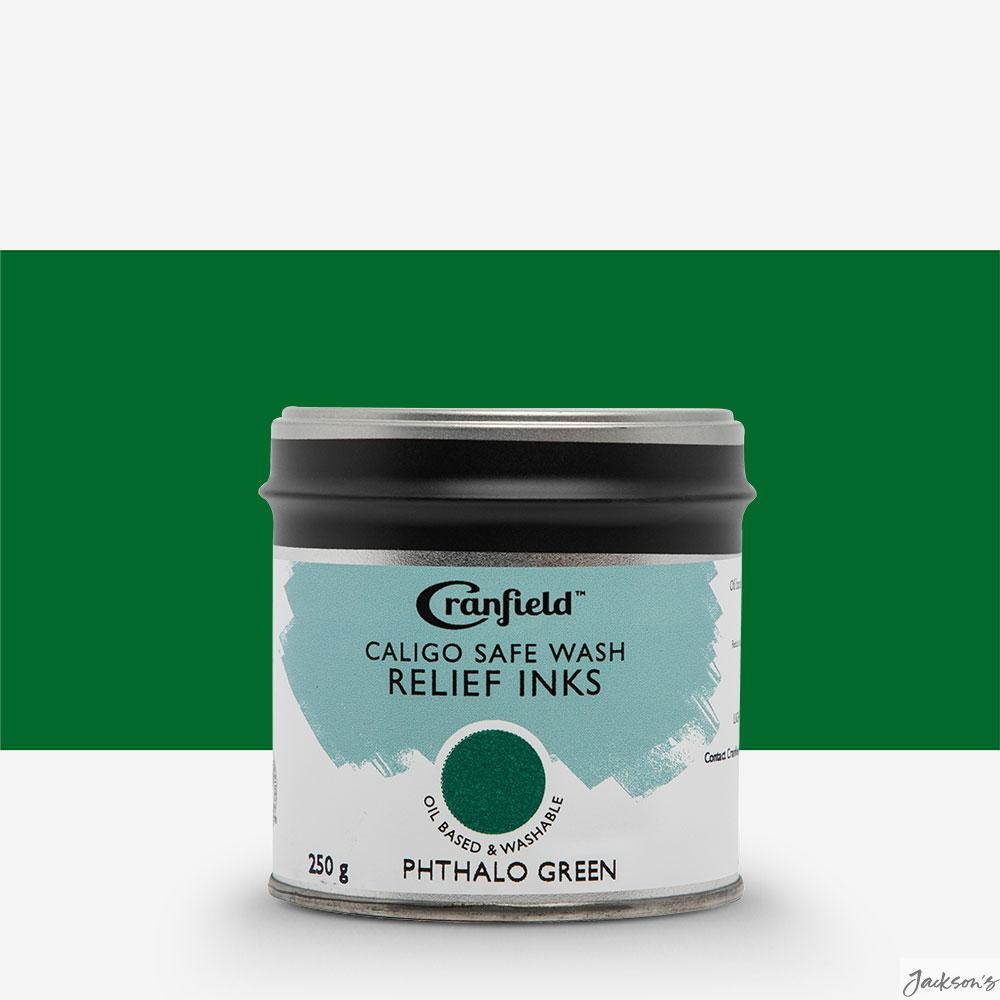 Cranfield Caligo Relief Ink Oil Based 250g Tin Safe Wash Phthalo Green