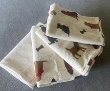 The Company Store Dog Print Cotton Flannel Pillowcases Set of 4 Made in Portugal