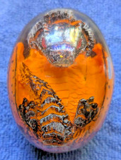 Clear Resin Dragon Egg Colorful 2.75" High x 2" Wide ORANGE AND BLUE