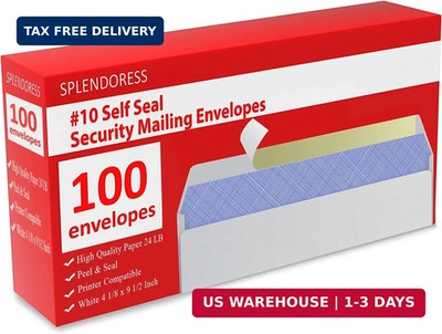 #10 Envelopes Letter Size Self Seal | 100 Business Mailing Security Peel and Sea