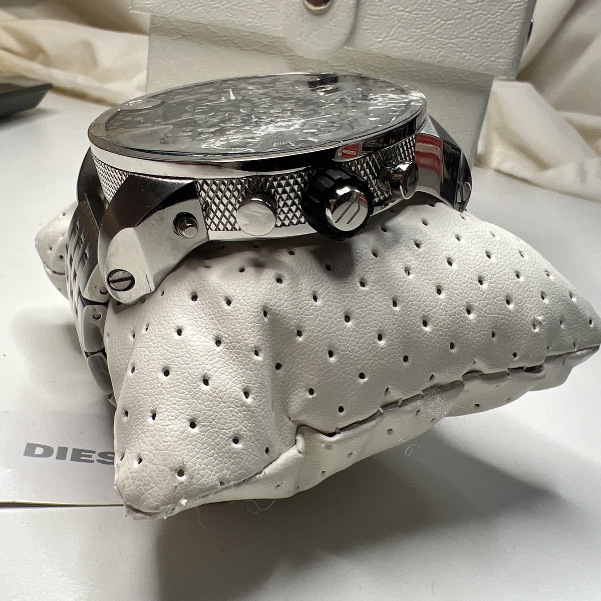 Diesel Mr Daddy 57mm Silver Stainless Steel Case with Silver