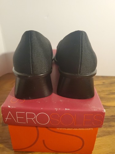 Aerosoles Fab Calloway Black fabric peep toe heel 6 1/2 B Woven Stretch - Picture 5 of 7