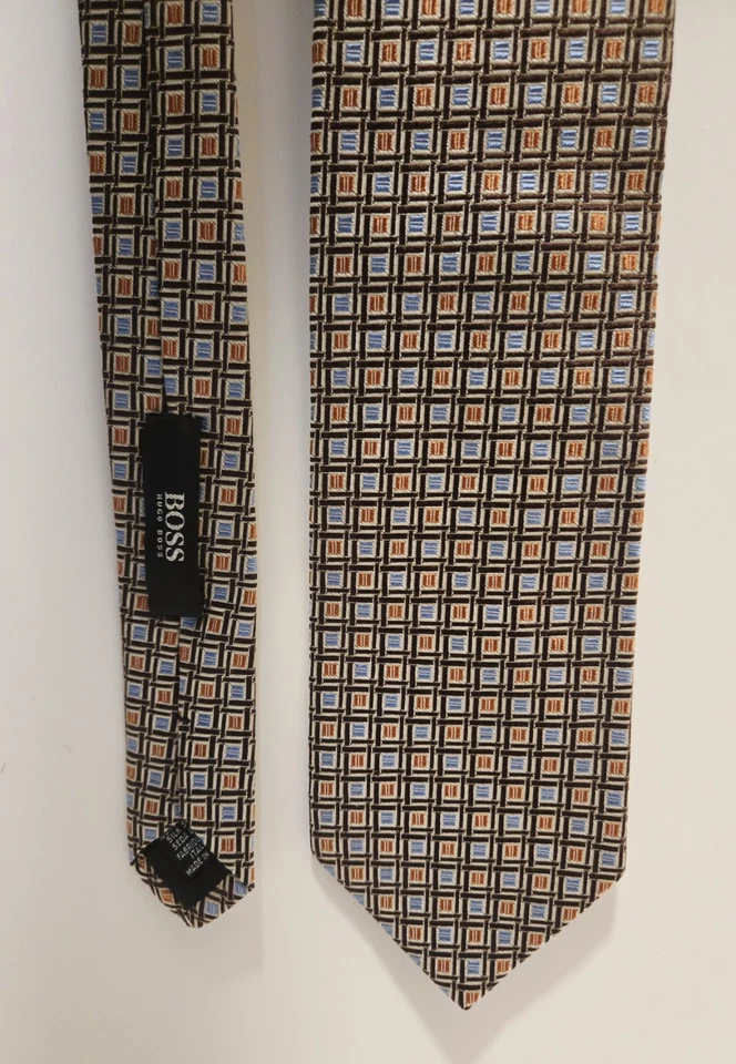 Corbata geométrica de seda para hombre Hugo Boss Foto 4 de 4