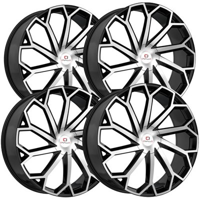 (4) Cavallo CLV-51 22x9.5 6x135/6x5.5'' +25mm Black/Machined Wheels Rims 22'' Inch