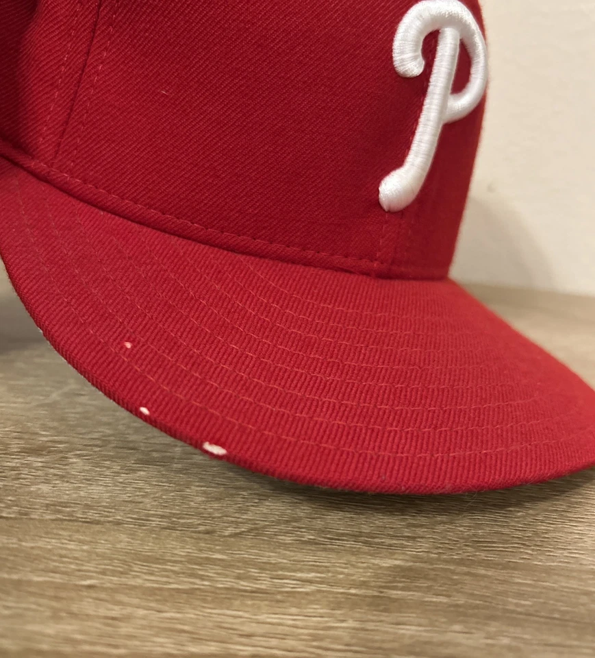 Sombrero profesional New Era de colección años 90 Phillies MLB colección de diamantes lana ajustado 7 3/8 Foto 3 de 4