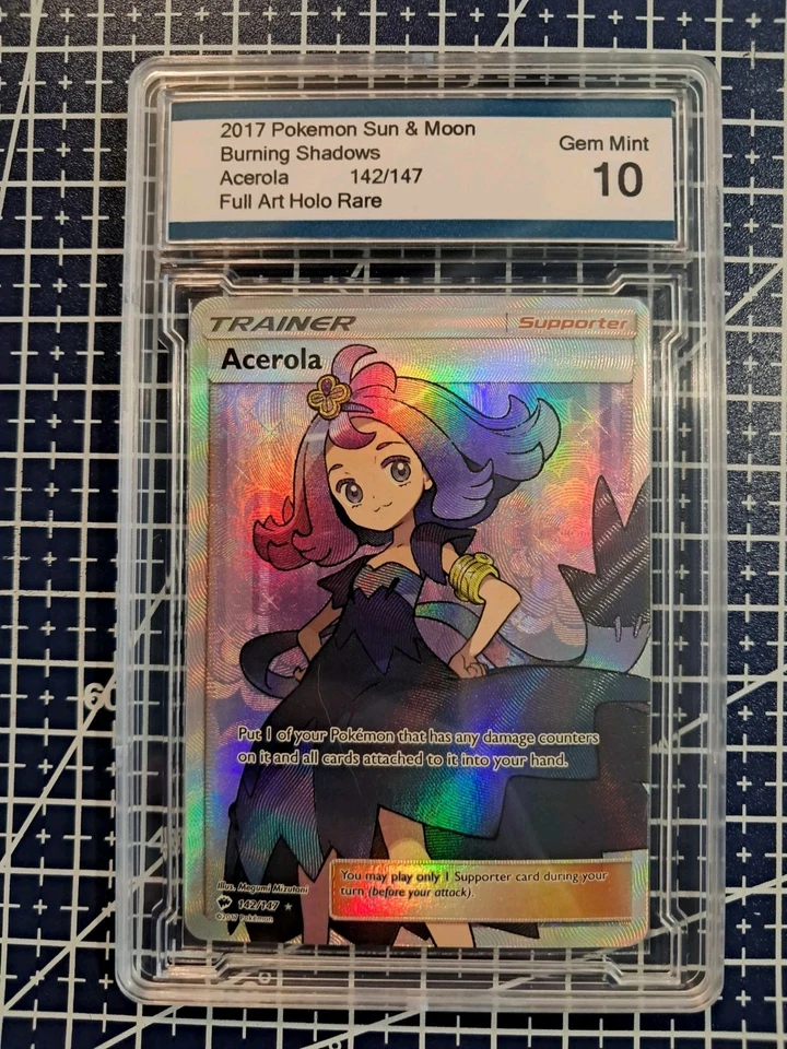 2017 Pokemon Sun & Moon Burning Shadows Acerola Full Art 142/147 Gem Mint 10 - Image 2 of 4