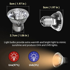 4-Pack 25W UVA UVB Reptile Heat Bulbs - Heat and Light for Reptiles and Amphi...