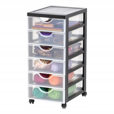 Iris Ohyama DDDC-360, schwarzer Kunststoff-Organizer mit 6 Schubladen mit Mangel