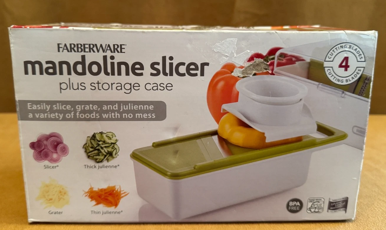Farberware Compact Mandoline Slicer, Grater, Julienner, Storage Case, 6-Pieces
