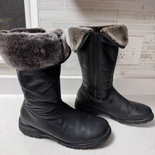 TOE WARMERS CANADA Black Leather + FUR LINED 9.5 Zip Wear 2 Ways Winter Boots!