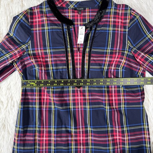 TALBOTS Black Red Checked Jewel V-Neck Long Sleeve Tunic Women's Size Medium - Picture 7 of 24