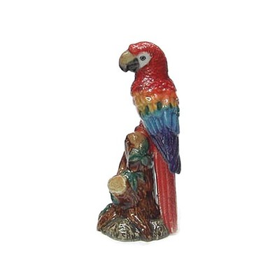 Northern Rose Scarlet Macaw - Home Decor Bird - Miniature Porcelain Figurine