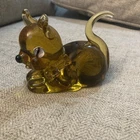 Vintage Glass Cat Figurine Amber Gold Made In Murano Italy