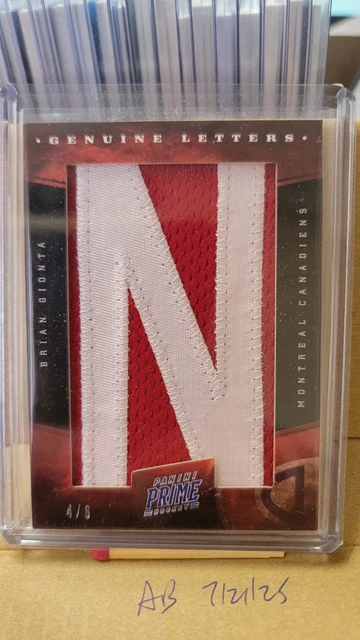Brian Gionta 2012 Panini Prime Hockey Canadiens Game Used Genuine Letters N 4 /6