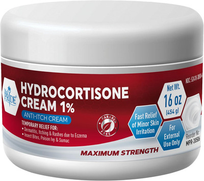 1% Hydrocortisone Cream Bulk 16 Oz Maximum Strength Itch Relief for Eczema, Derm