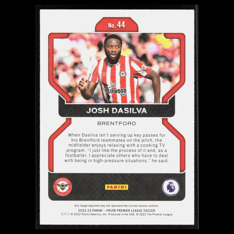 Josh Dasilva #44 2022 Panini Prizm Premier League Brentford Soccer Card - Image 2 of 3