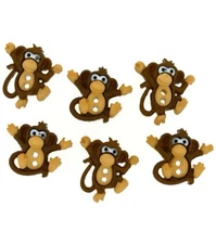 Dress It Up Sew Cute Monkeys Buttons - Flat Back Monkey Jungle Critter Ape 138