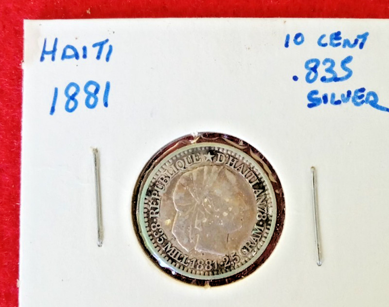 Foreign Coin       HAITI 1881  10 Centimes    SILVER Circulated