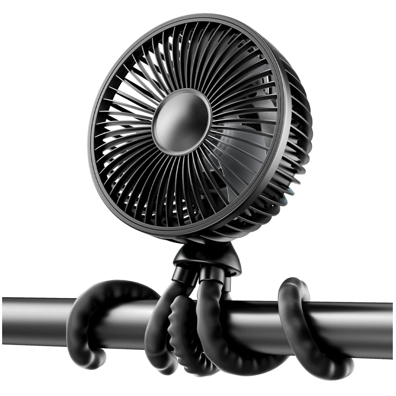 Mini Baby Stroller Fan, 4000mAh Battery, 4 Speeds, LED Light