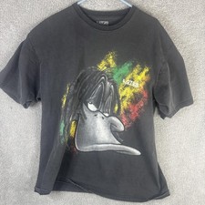 LOT29 Shirt Mens XL Black Daffy Duck Rasta Reggae Graphic Tee Looney Tunes