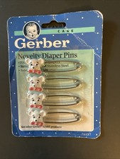 NEW 1991 SET OF 4 VINTAGE BABY GERBER NOVELTY DIAPER PINS WHITE BEAR