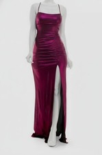 Emerald Sundae Women's Juniors' Pink High-Slit Low-Back Evening Dress Size M