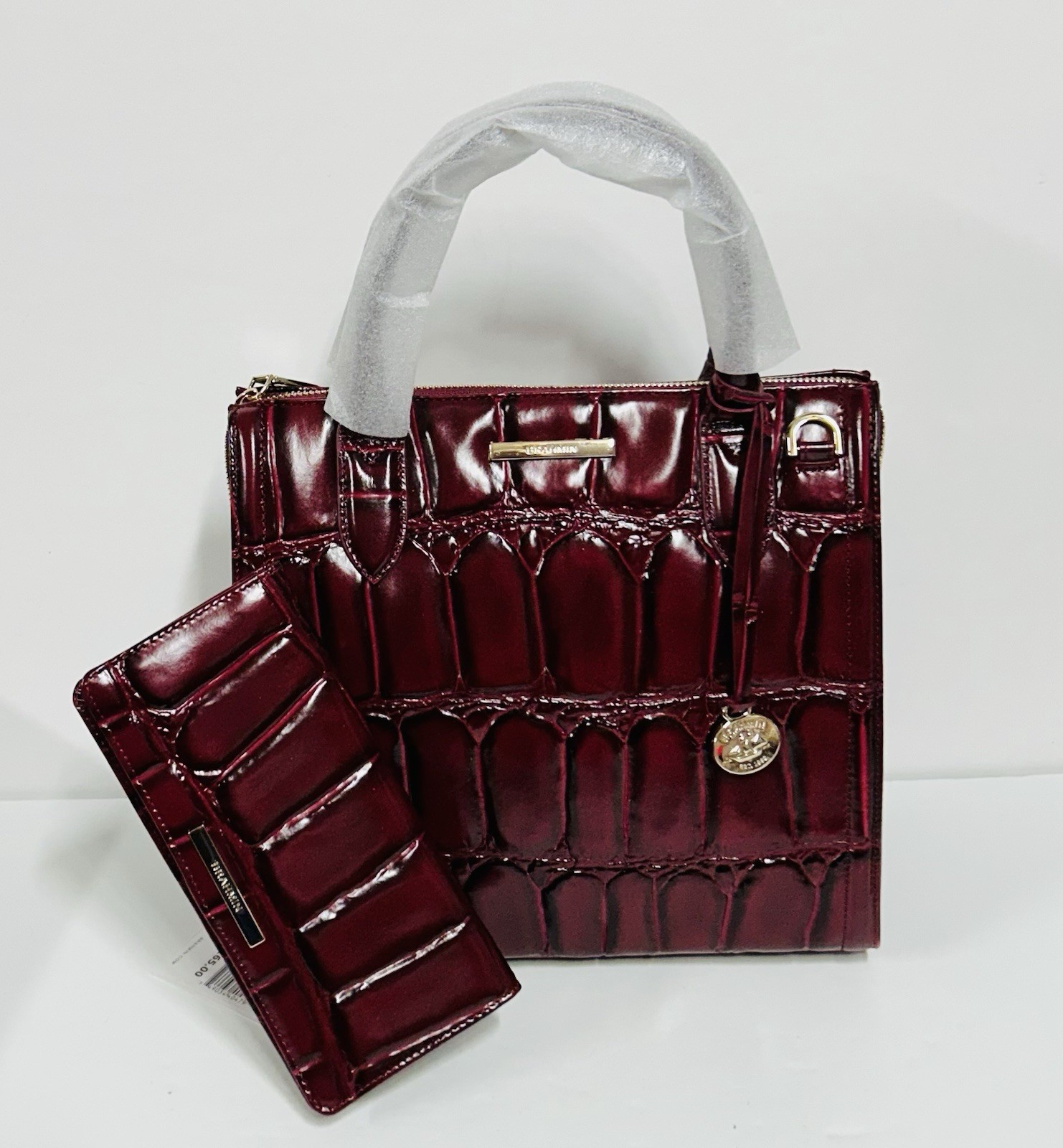 BRAHMIN NWT MERLOT NERINA SMALL CAROLINE SATCHEL & ADY WALLET ~ GENUINE LEATHER