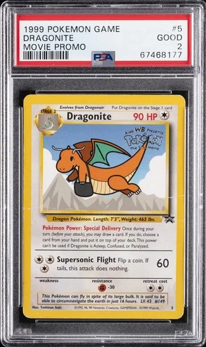 1999 POKEMON GAME MOVIE PROMO #5 DRAGONITE PSA 2