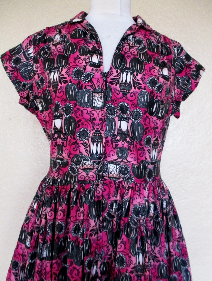 Bernie Dexter Kelly Dress Dark Love Metallic Pink Black Cotton M Women - Image 2 of 4