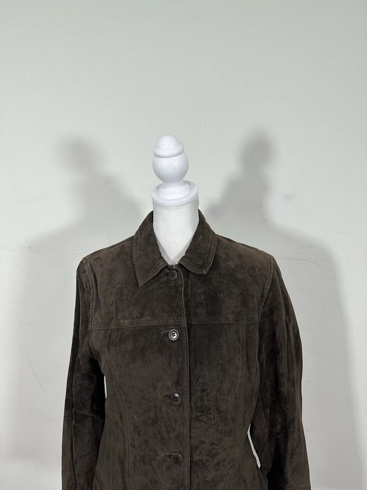 Chaqueta de mujer Kate Hill color marrón 100 % cuero manga larga talla 8P” Foto 2 de 4