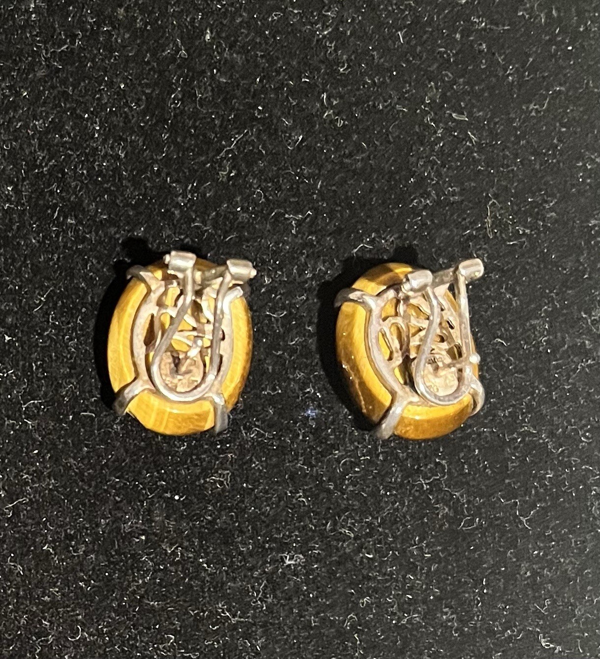 Solid .925 Sterling Silver Tiger's Eye Earrings O… - image 2