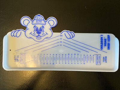 Children's Home Shoe Sizer ~ Foot Measure - Clear/Blue Plastic~ Ernie Bear~ EUC