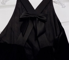 Donna Ricco New York NY 14 L XL sexy little black velour cross back dress gown