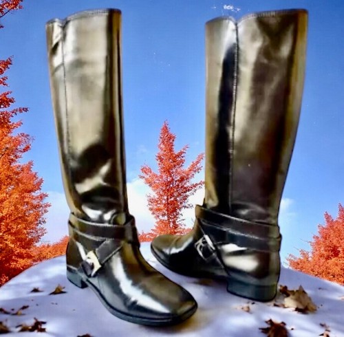 Marc by Marc Jacobs Black Leather Shiny Tall Riding Boot Womens 37 6.5 7