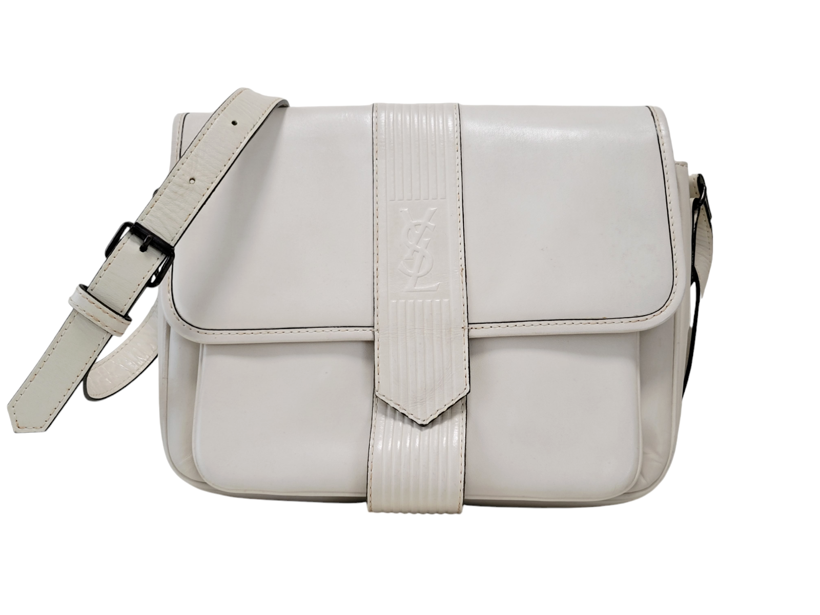 Borsa a tracolla Yves Saint Laurent borsa in pelle bianco sporco YSL vintage autentica
