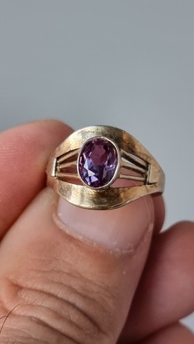 Vintage Russian Soviet Sterling Silver 875 Ring Alexandritе USSR, Women's Jew - Picture 5 of 11