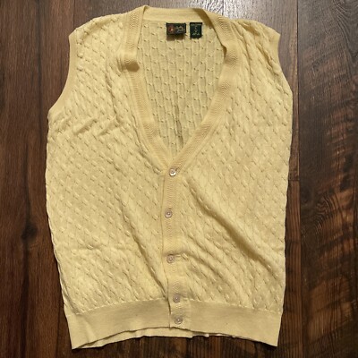 Bobby Jones Players XL Yellow Pullover Cable Knit Golf Sweater