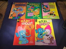 R4-45 BABY SNOOTS, UNDERDOG, WOODSY OWL AND HECKLE $ JECKLE COMICS - LOT OF 5 