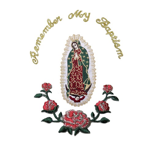 Baby Boy Baptism Formal White Tail Suit Gold Guadalupe Virgin Mary On Back SM-20 - Picture 18 of 20