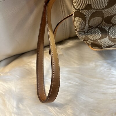 Vintage Coach Backpack Bag Signature Jacquard Brown Tan 06613 Rare