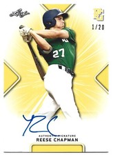 2021 Leaf Perfect Game #BA-RC2 Reese Chapman 1/20 Yellow Auto