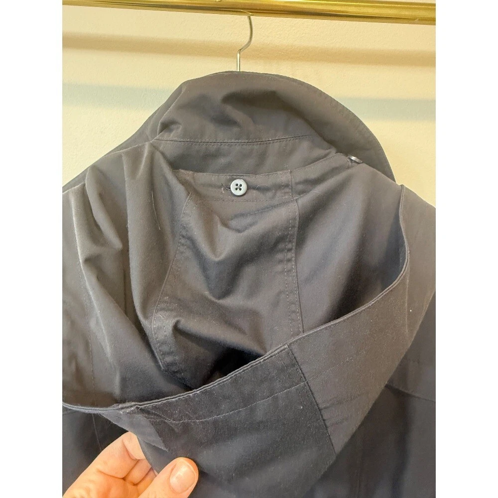Michael Kors trench blu navy con cintura e cappuccio rimovibile e fodera in lana L