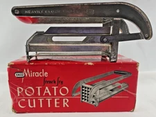 EKCO Tomado Holland French Fry Cutter Red Wood Handle Farmhouse-style Vintage