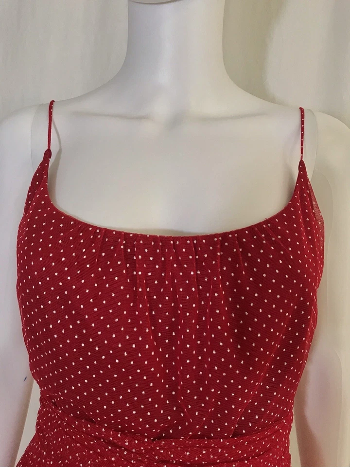 Vestido para mujer Anna Sui a lunares ajustado y acampanado rojo blanco cintura ajustada cremallera talla 4 Foto 3 de 4