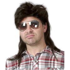Black Mullet Wigs for Men 70s 80s Costumes Mens Fancy Party Accessory Cosplay...