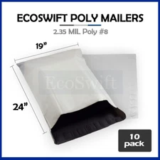 10 19x24 ECOSWIFT WHITE POLY MAILERS SHIPPING ENVELOPES BAGS