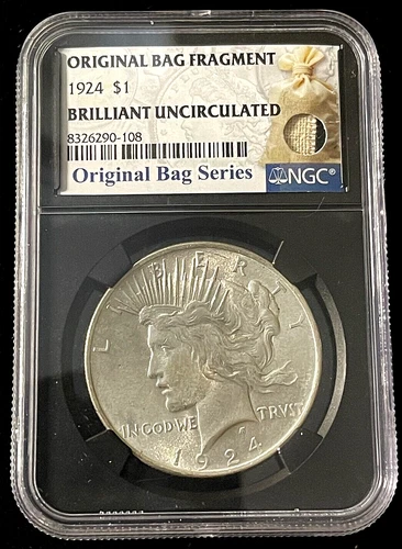 1924 Peace Dollar $1 NGC BU BRILLIANT UNCIRCULATED Coin Original Bag Frag