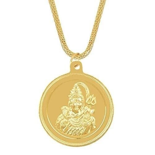 Shiv Ji Gold Plated Coin Pendant With Chain