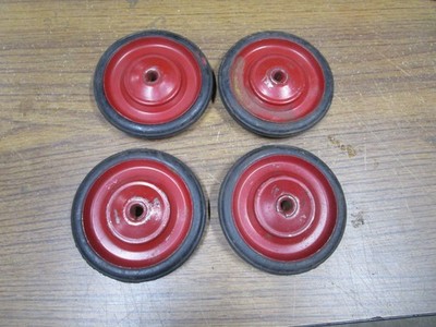 4 NOS Vintage Hard Rubber Tire Wheels Toy Truck Car Wagon Pedal Car 4-3/4'' USA