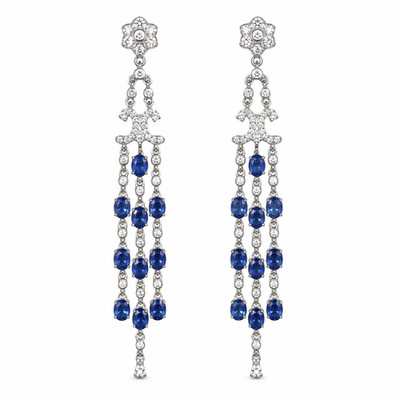 Hellblaue Saphir Chandelier Ohrringe, natürliche Saphir Edelstein Ohrringe